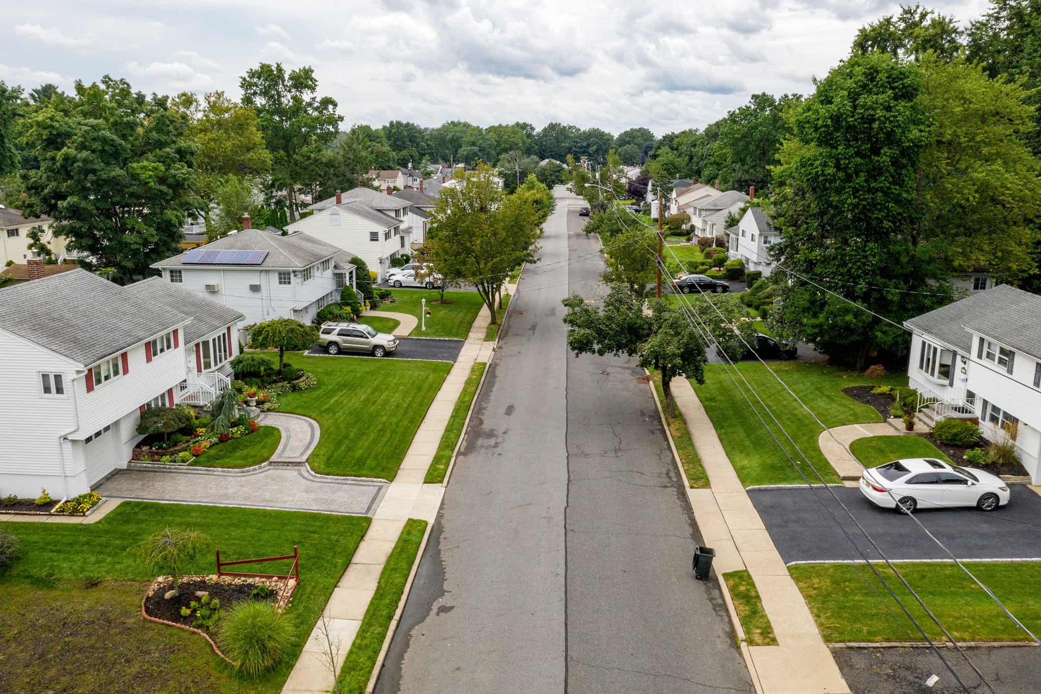 Aerial view of New Jersey suburban neighborhood